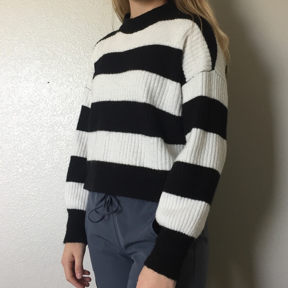 F21 B&W striped sweater. Kind of a mock neck